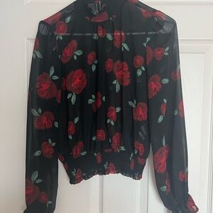 Forever 21 Black and Red Blouse Top